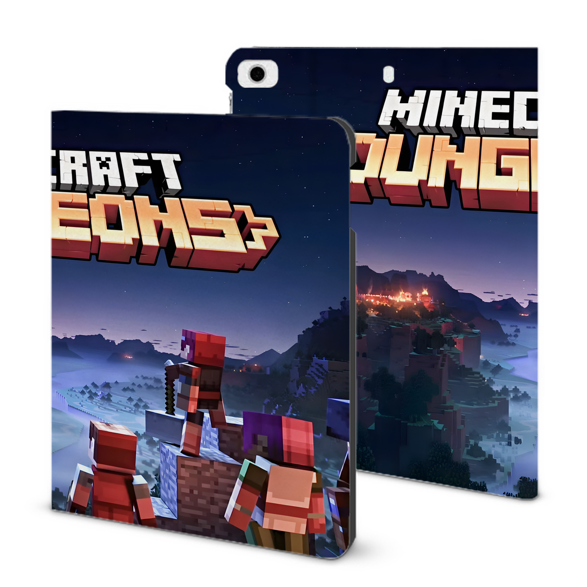 （画像用） マインクラフト ブロックの世界 Minecraft MC Block world IPad ケース ブック型 PUレザー TPU 耐衝撃 軽量 薄型 ペン収納なし 全面保護 IPad 各モデル対応